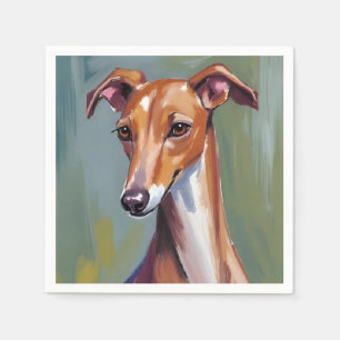 Italiaanse Windhond   Honden Waterverfschilderij Servet