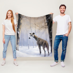 Italiaanse Windhond Laat het Sneeuwen Kerstmis Fleece Deken