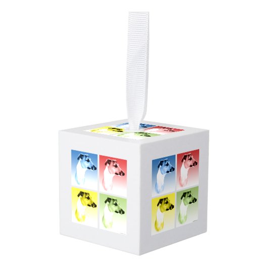 Italiaanse windhond Popart Kubus Ornament (Voorkant hoekig)