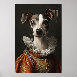 Italiaanse Windhond Renaissance Portret, Grappige  Poster