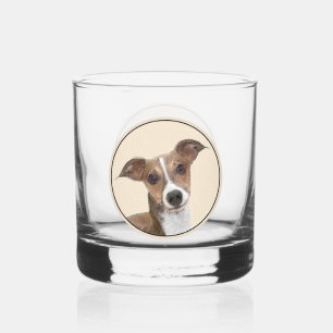 Italiaanse Windhond Schilderij - Mooie Originele H Whisky Glas