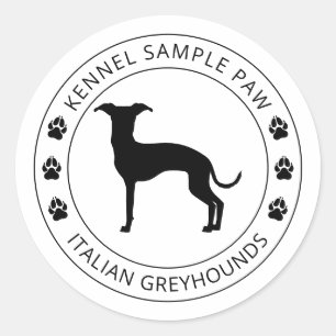 Italiaanse Windhond Silhouet Met Poten En Tekst Ronde Sticker
