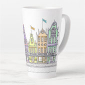 Italiaanse winkels met grote latte Mok (Rechterhoek)