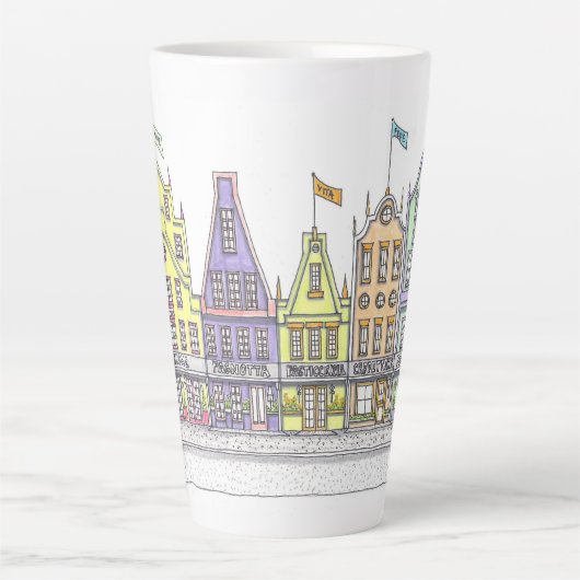 Italiaanse winkels met grote latte Mok (Voorkant)