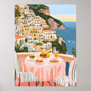 Italiaanse zomer Amalfi kust Acryl Wall Art Poster