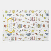 Italiaanse zomer Doodle Monogram Theedoek (Horizontaal)