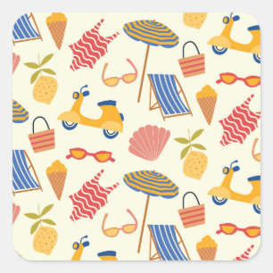 Italiaanse zomerse strandpatroon La dolce Vita  Vierkante Sticker