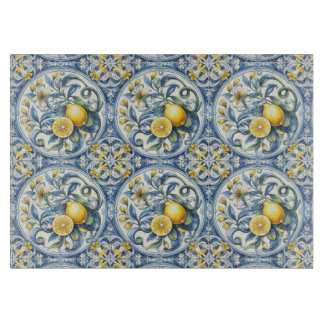 Italian Amalfi blue white tiles lemons Snijplank