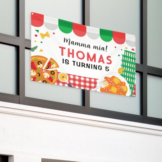 Italian Birthday Party backdrop Spandoek (Buitenkant Gebouw)
