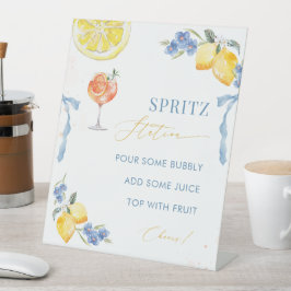 Italian Blue Bow Lemon That's Amore Spritz Station Reclamebord Met Voetstuk