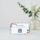 Italian Blue Floral Vrijgezellenfeest Enclosure Ka Visitekaartje (Staand voorkant)