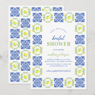 Italian Blue Lemon Tegel Lijst Vrijgezellenfeest Kaart