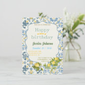 Italian Blue Tile Lemon Invitation (Debout devant)