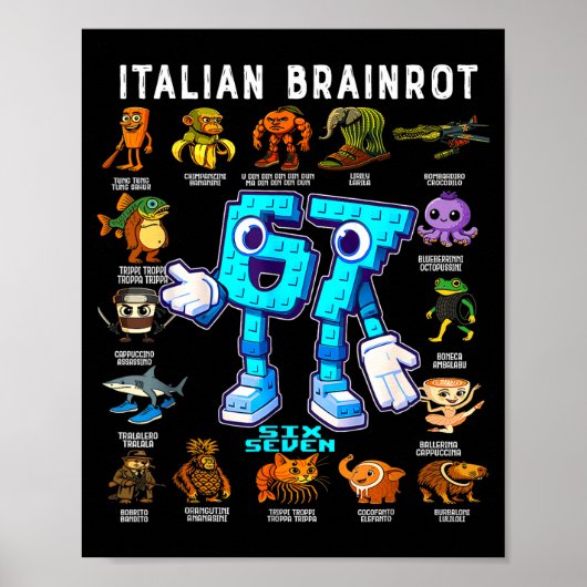 Italian Brainrot Funny 67 Meme Birthday Decoration Poster (Voorkant)
