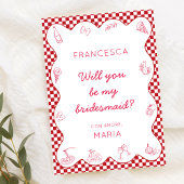 Italian Bridal Party Proposal Red Gingham Amore Kaart
