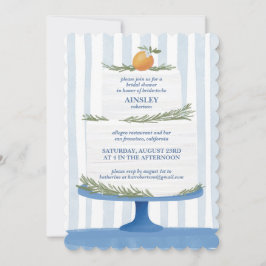 Italian Cake Blue Striped Vrijgezellenfeest Uitnod Kaart