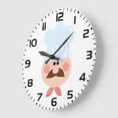 Italian Chef Face with Mustache and Hat Grote Klok (Hoek)
