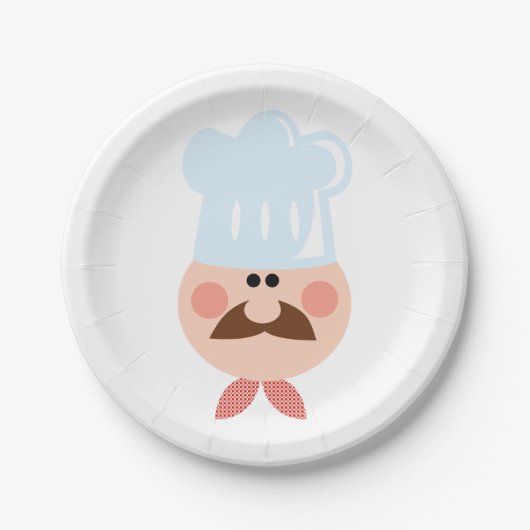 Italian Chef Face with Mustache and Hat Papieren Bordje (Voorkant)