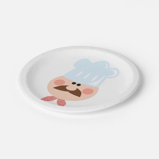 Italian Chef Face with Mustache and Hat Papieren Bordje (Gekanteld)