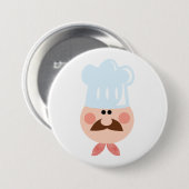 Italian Chef Face with Mustache and Hat Ronde Button 7,6 Cm (Voorkant /achterkant)