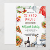Italian Dinner birthday party Invitation (Devant / Derrière)