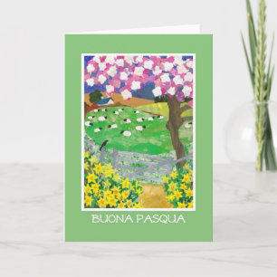 Italian Easter Card with Countryside in Spring Feestdagen Kaart