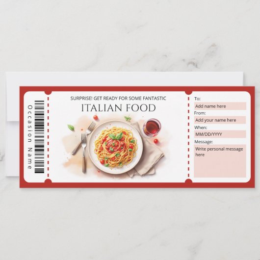 Italian Food Gift Certificate Kaart (Voorkant)