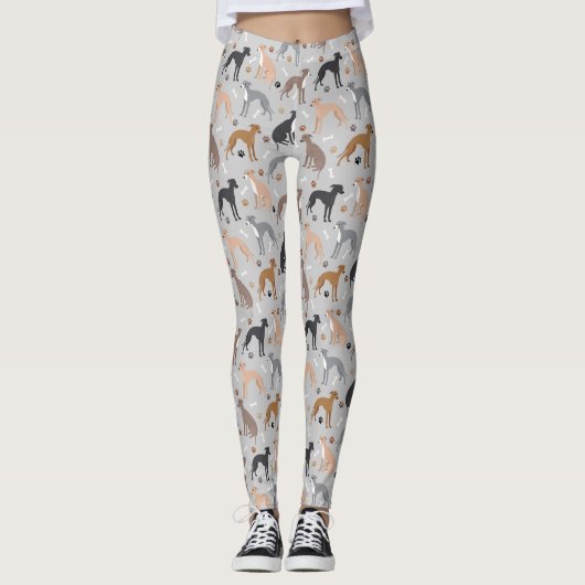 Italian Greyhound Dog Bones and Paws Leggings (Voorkant)