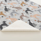 Italian Greyhound Dog Bones and Paws Sherpa Blanke Deken (3/4)