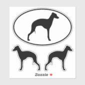 Italian Greyhound Silhouette Profiel Sticker Set (Vel)