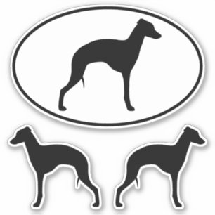 Italian Greyhound Silhouette Profiel Sticker Set