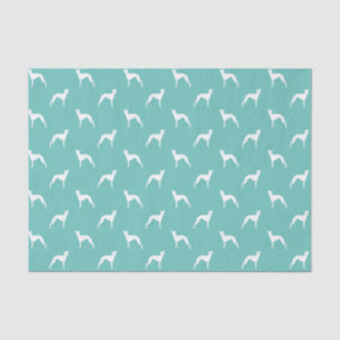 Italian Greyhound Silhouettes Patroon Blauwgroen Tissuepapier