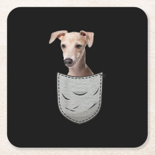 Italian Greyhound Whippet Chest Pocket For Down Vierkante Kartonnen Onderzetter