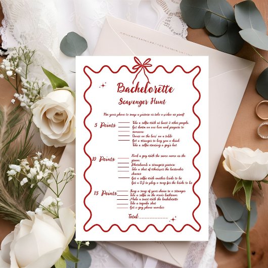 Italian Hand Draw bachelorette Scavenger spel Kaar Aankondiging