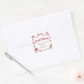 Italian Hand Drawn Special Delivery Baby Shower Vierkante Sticker (Envelop)