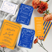 Italian Hand Written Painted Pinstripes Wedding Menu