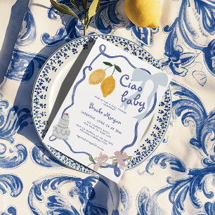 Italian Lemon Boys Baby shower Kaart