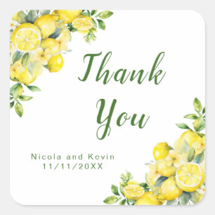 Italian Lemon Greenery Lijst Wedding Bedankt Vierkante Sticker