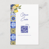 Italian Mediterranean Tile & Lemon Wedding   Informatiekaartje (Achterkant)