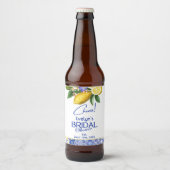 Italian Mosaic Blue Tile & Lemons Bridal Shower Bier Etiket (Voorkant)