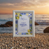 Italian Mosaic Blue Tile & Lemons Bridal Shower Poster