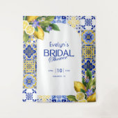 Italian Mosaic Blue Tile Lemons Bridal Shower Wandkleed (Voorkant)
