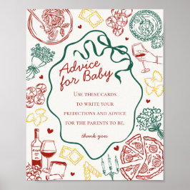 Italian Pasta Baby Shower Advice for Baby Poster