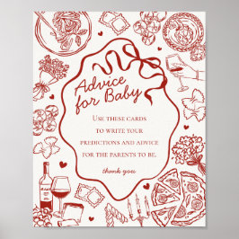Italian Pasta Baby Shower Advice for Baby Poster