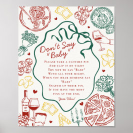 Italian Pasta Baby Shower Dont Say Baby Game Poster