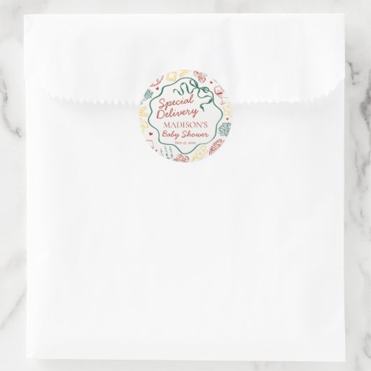 Italian Pasta Baby Shower Envelope Seal Ronde Sticker (Tas)