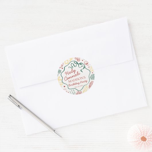 Italian Pasta Holy Cannoli Birthday Envelope Seal Ronde Sticker (Envelop)