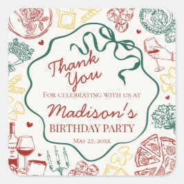 Italian Pasta Holy Cannoli Birthday Party Favor Vierkante Sticker