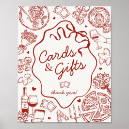 Italian Pasta Party Cards and Gifts Sign Poster