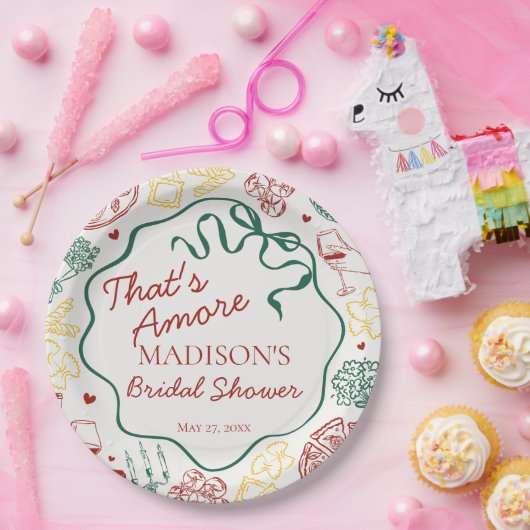 Italian Pasta Thats Amore Bridal Shower Papieren Bordje (Feest)